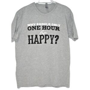 Dr. McGillicuddy's Happy Hour T-Shirt | Men's Size L | Gray Cotton Blend